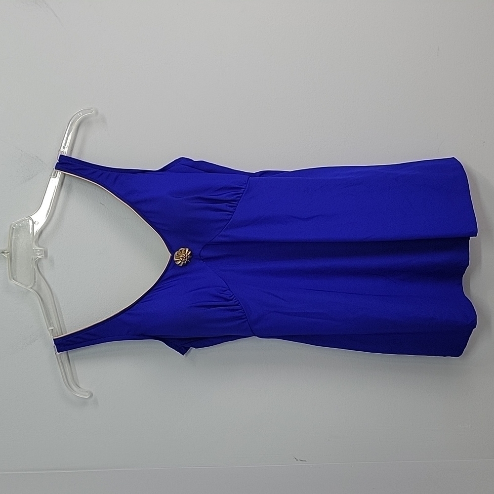 Robby Len Vintage Royal Blue One piece Skirted Swimsuit